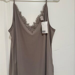NWT H&M Lace Trim Chemise in Taupe